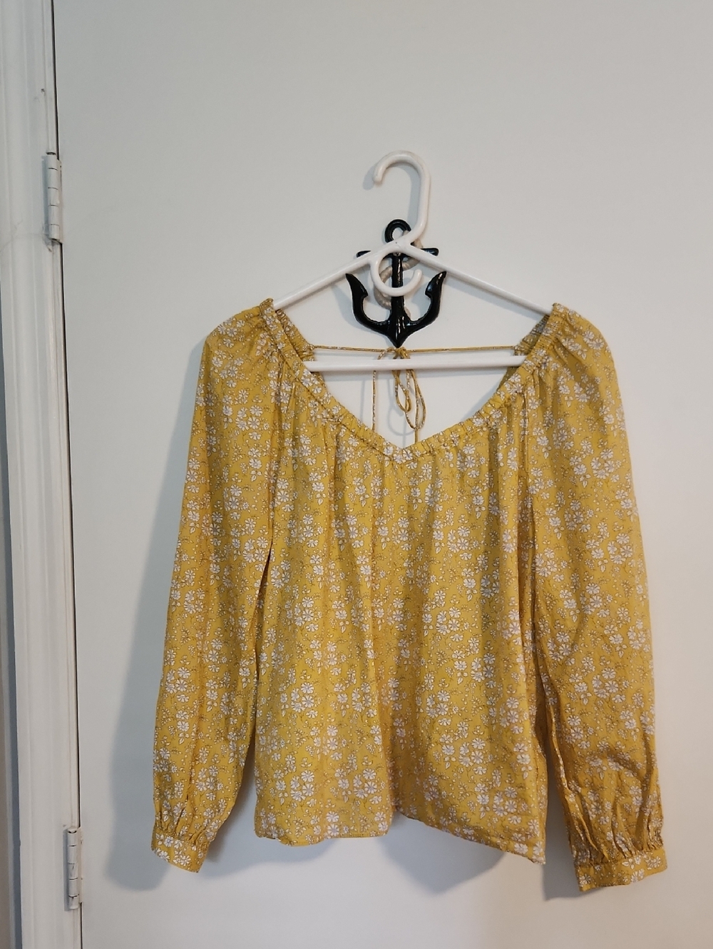 J. Crew Yellow Floral Off-Shoulder Peasant Blouse
